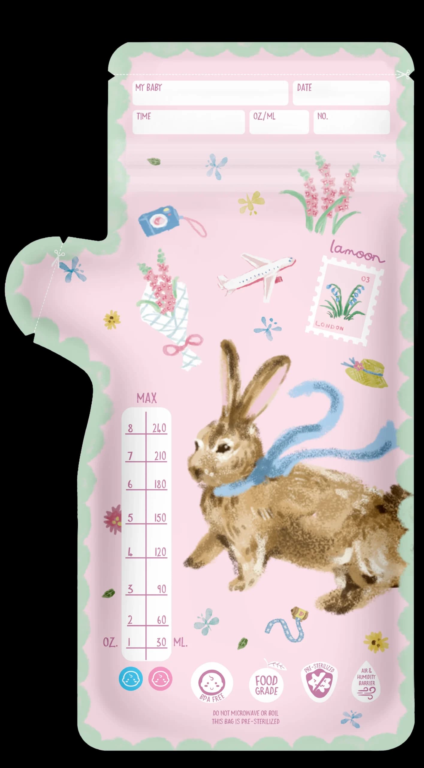 لامون – أكياس تخزين حليب الأم 25 كيس، 240 مل لكل كيس - صورة 5