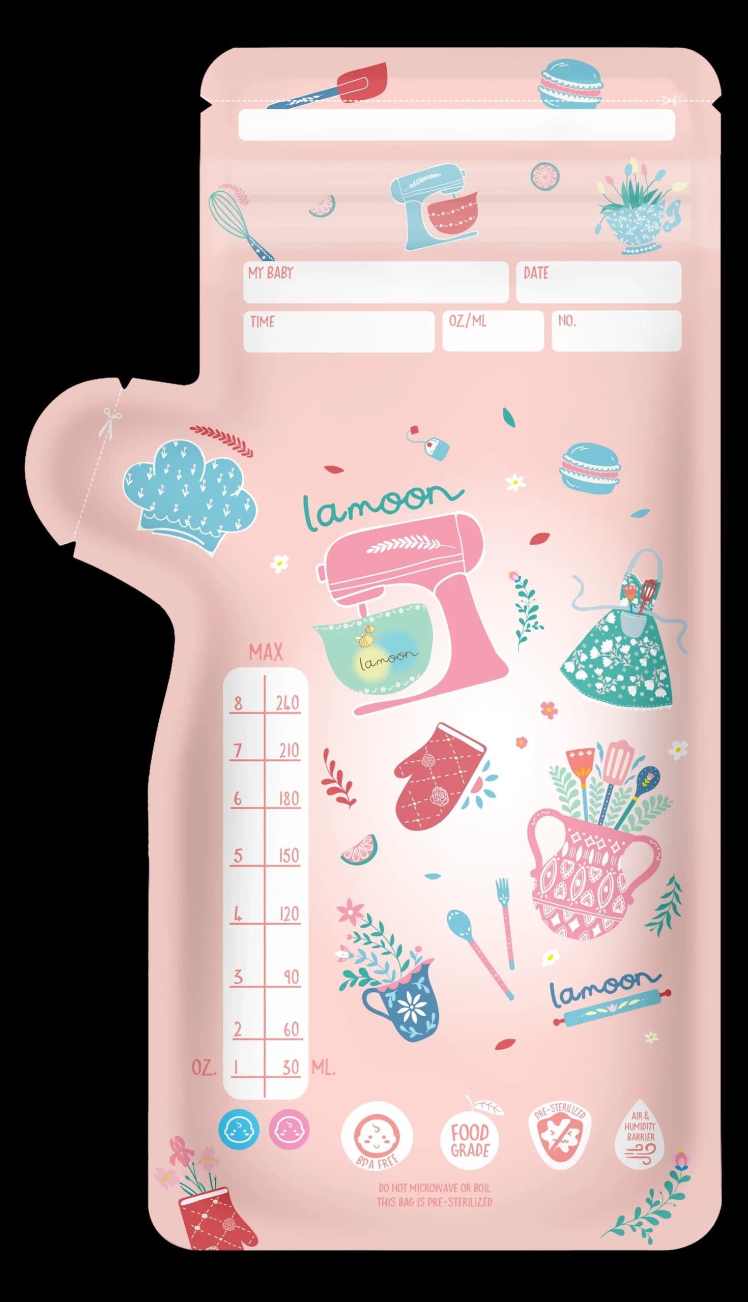 لامون – أكياس تخزين حليب الأم 25 كيس، 240 مل لكل كيس - صورة 4