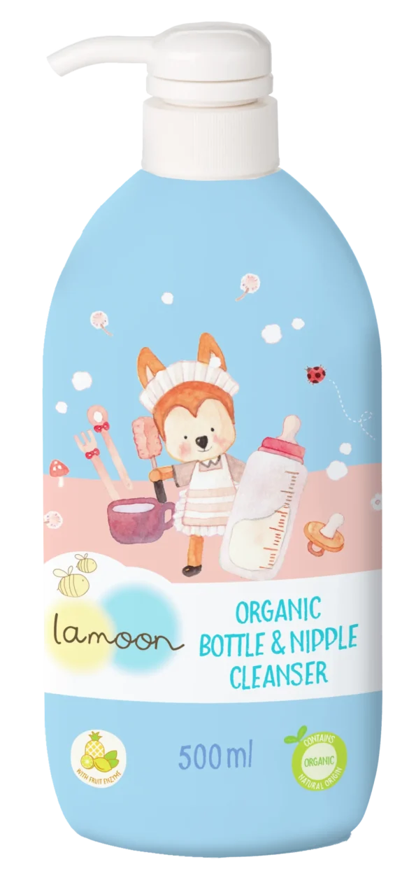 a bottle with a cartoon animal on it